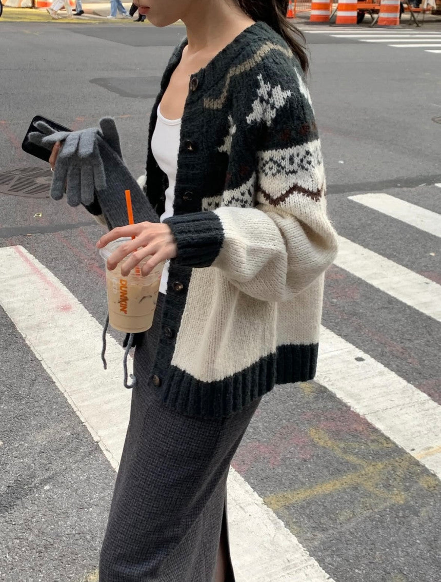 jacquard alpaca cardigan-2col