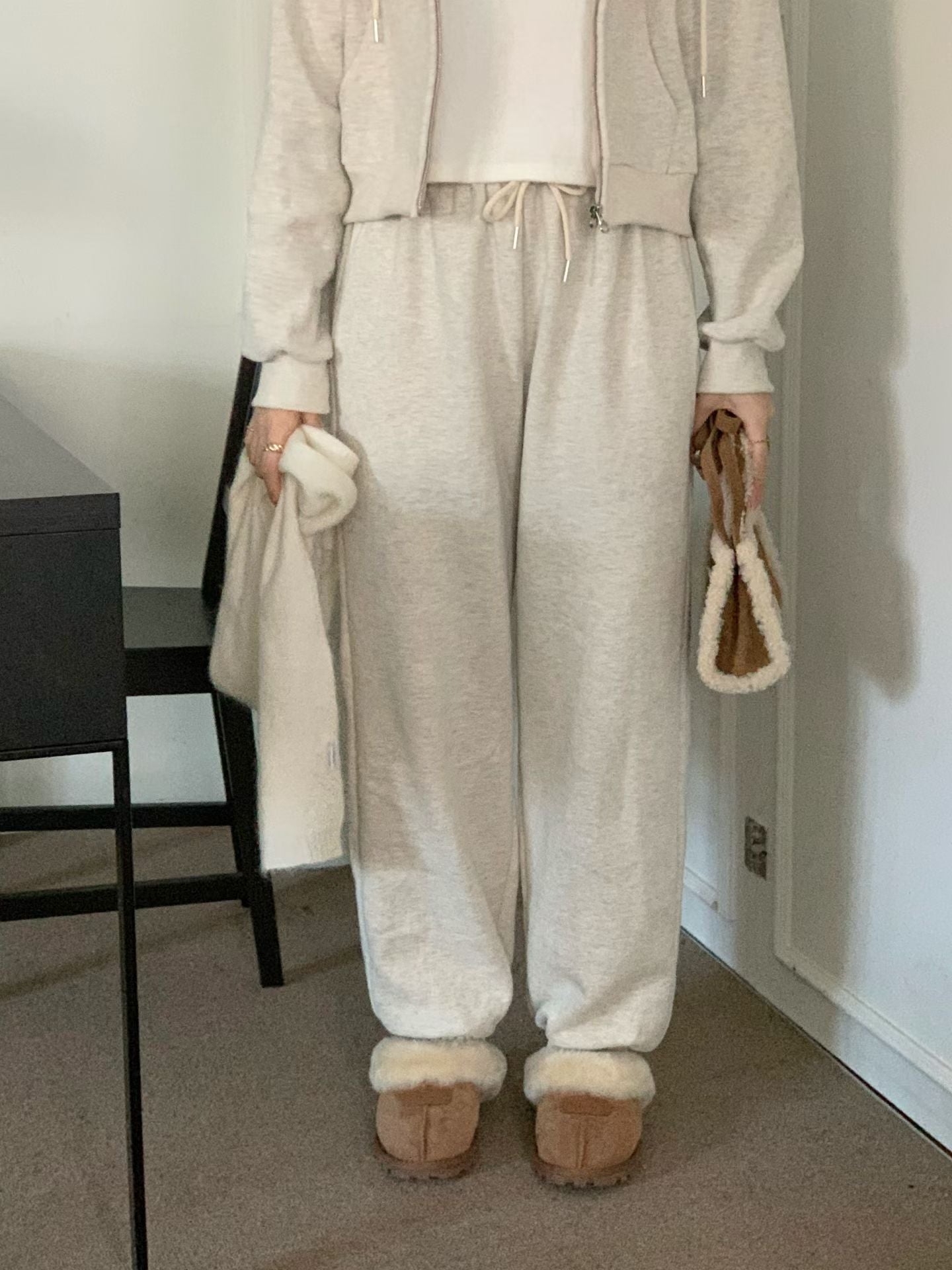 slow gimo joggerpants&hood zip up-4col