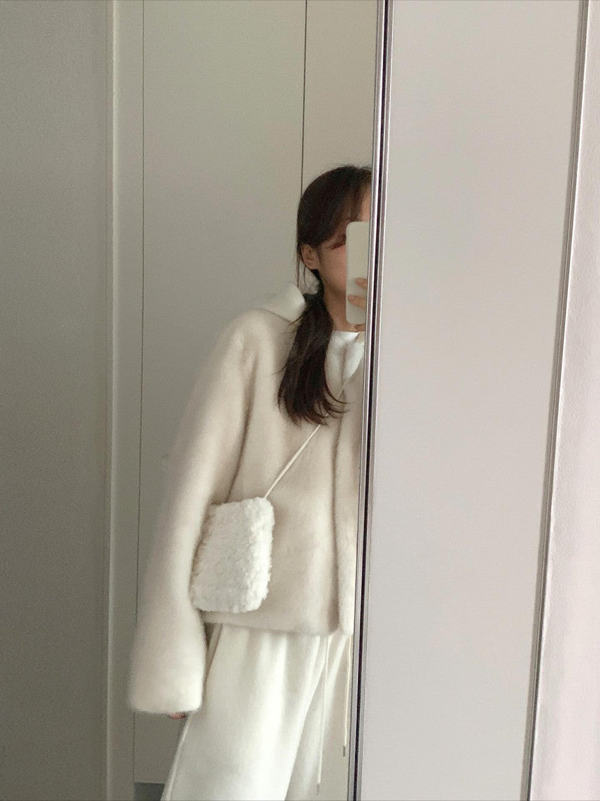 liter sand mink fur jacket-2col