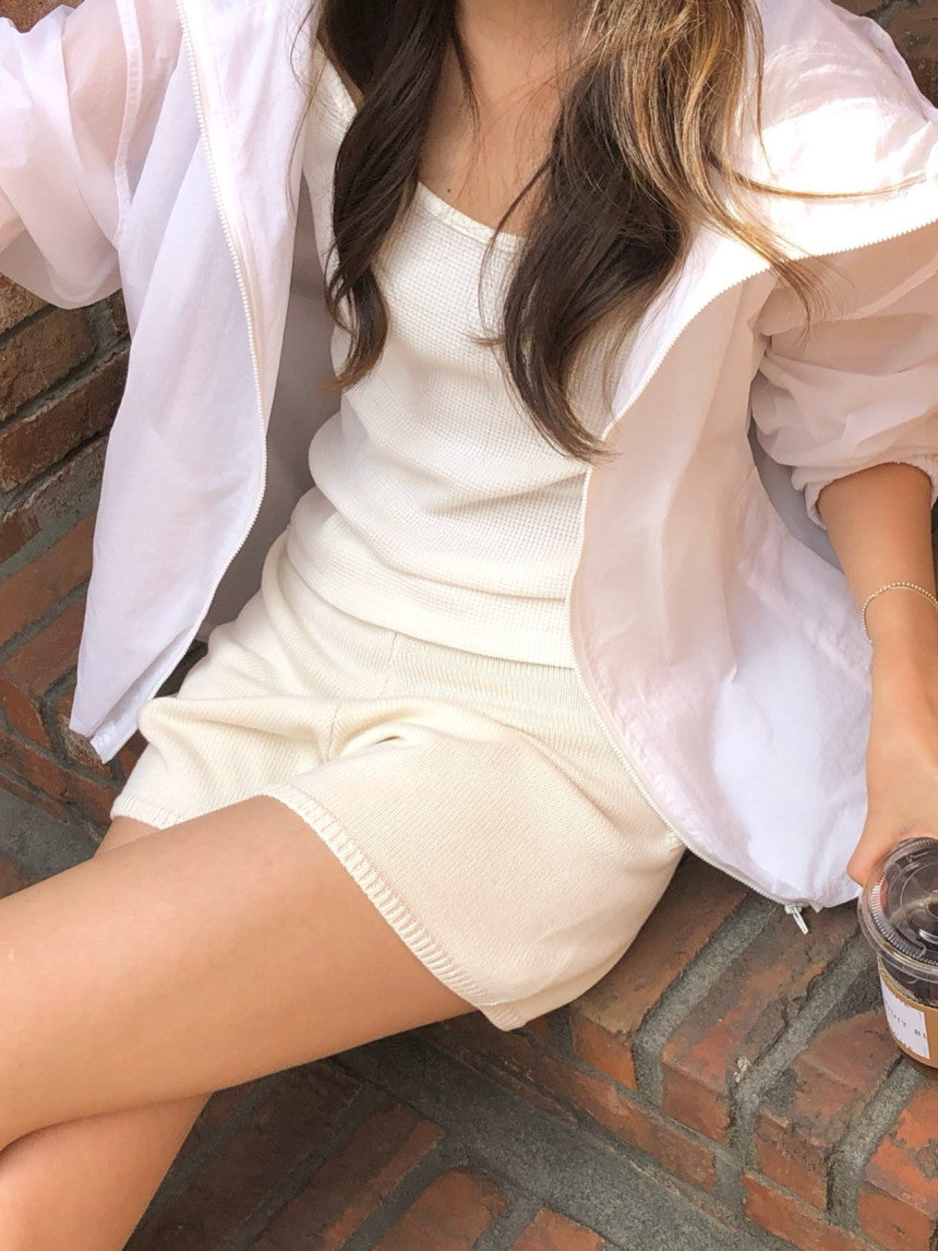 Want bamboo knit half pants-2col