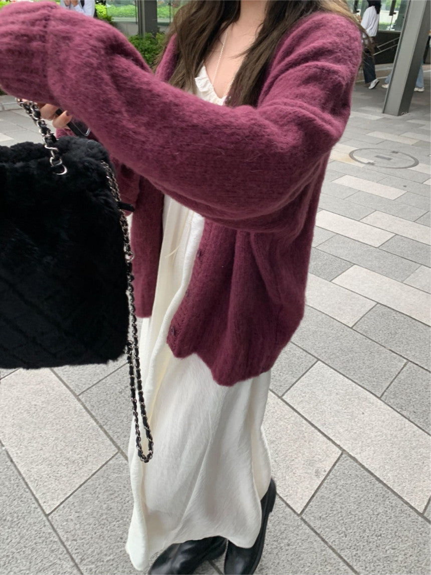 long brush cardigan-3col