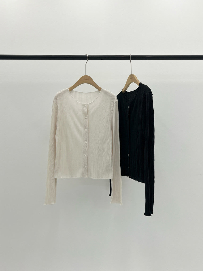 Amel pleats round cardigan-2col