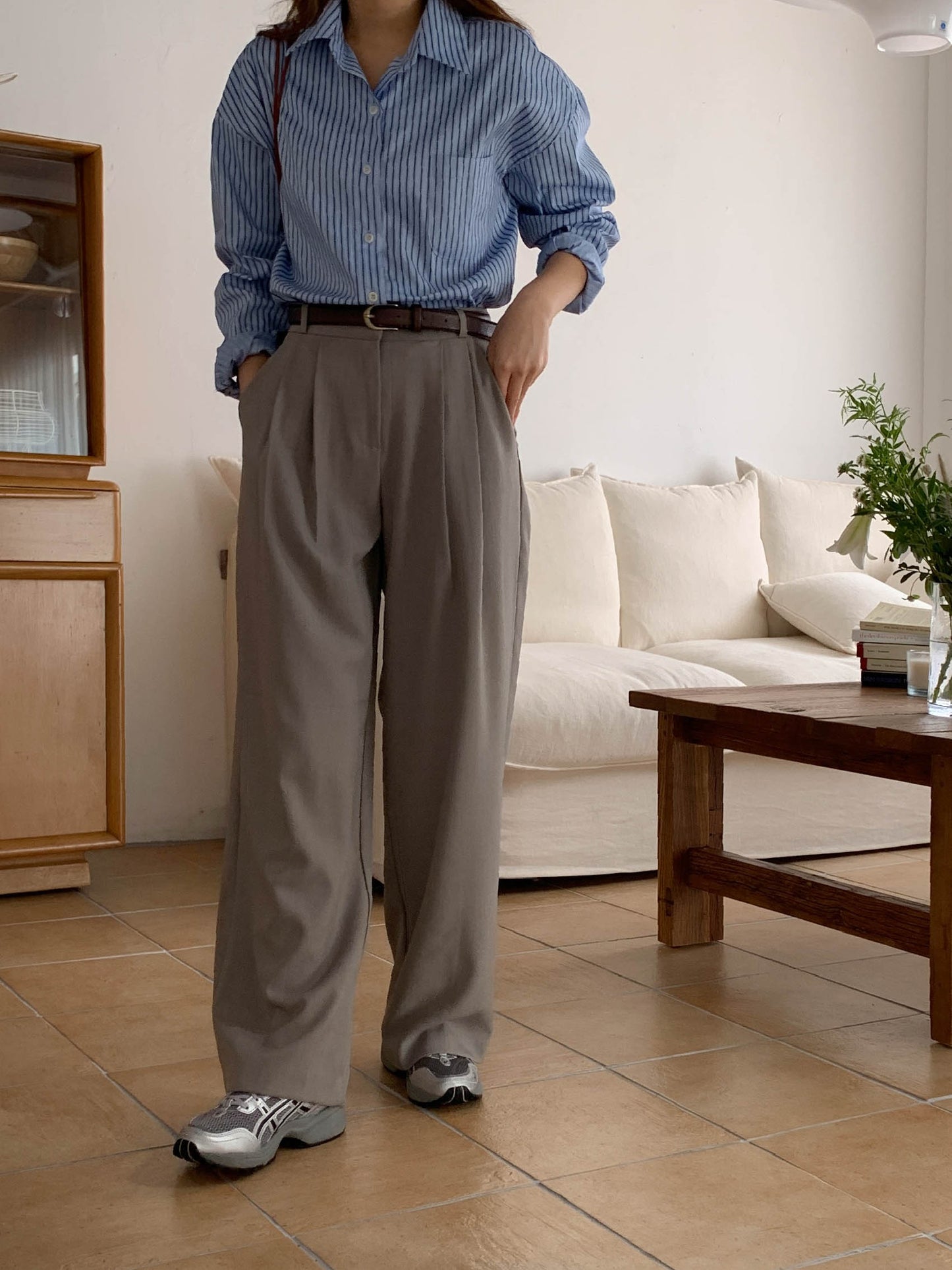 Fw two-pin tuck wide slacks-5colショート丈あり