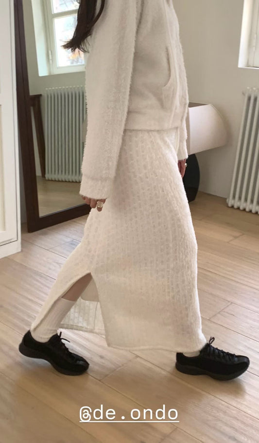 Warm eyelet skirt-2col