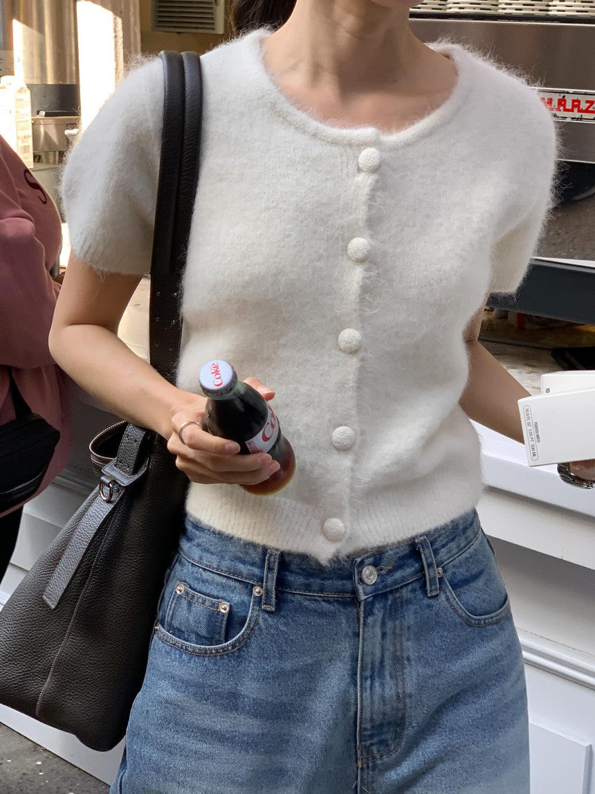 Want alpaca half cardigan-4col