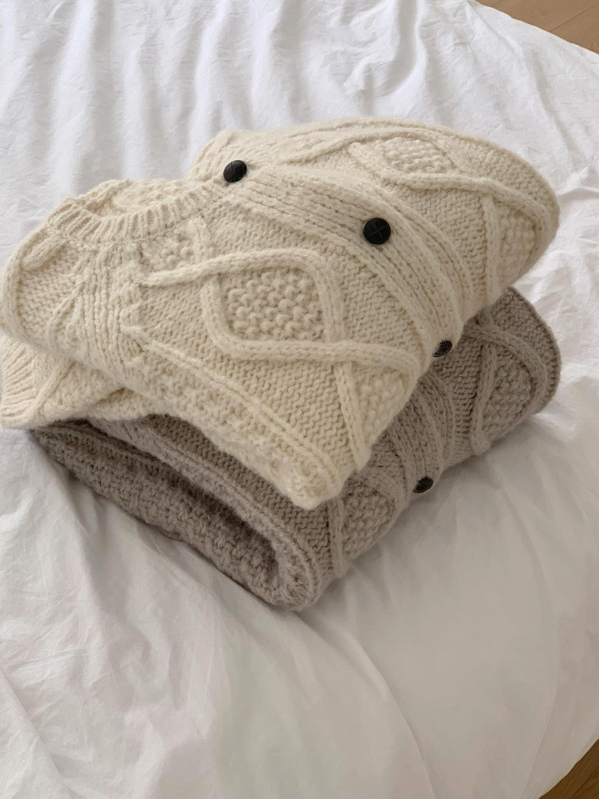 liter house wool cable cardigan-2col