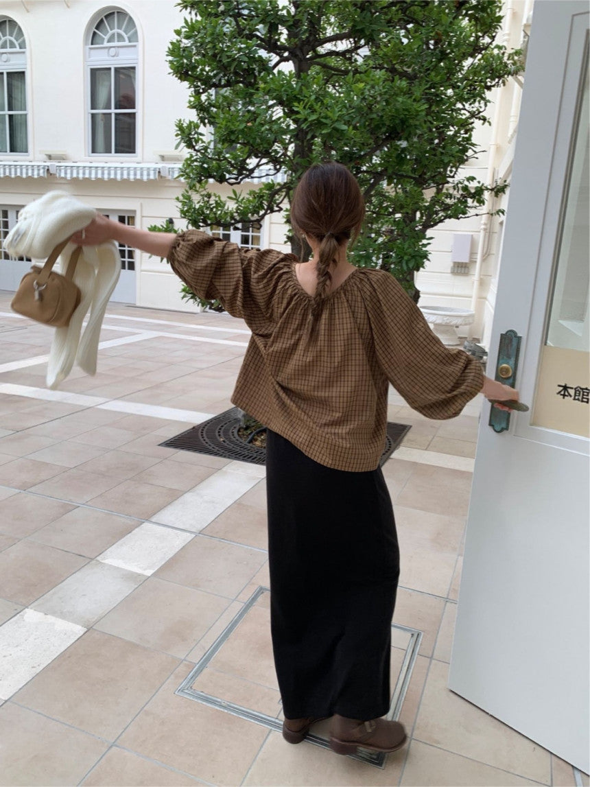 check balloon blouse-2col