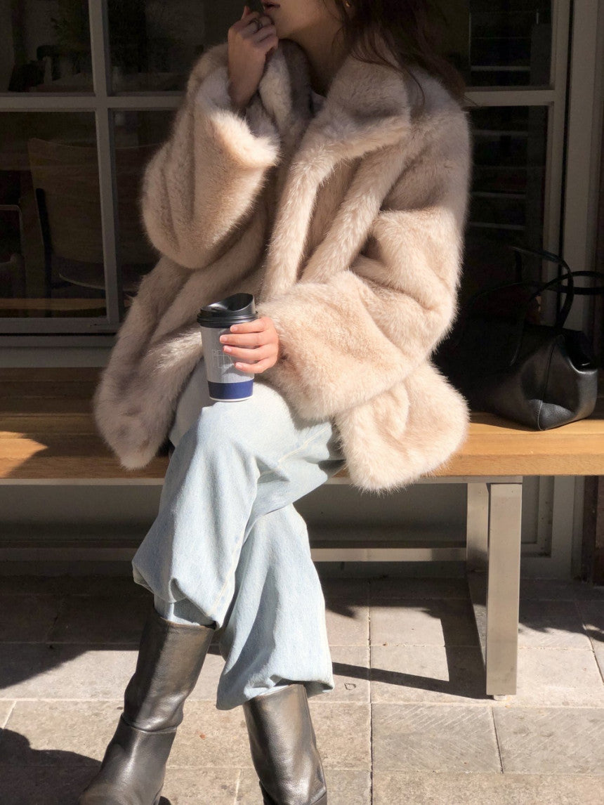 Birkin high neck linkning soft fur jacket