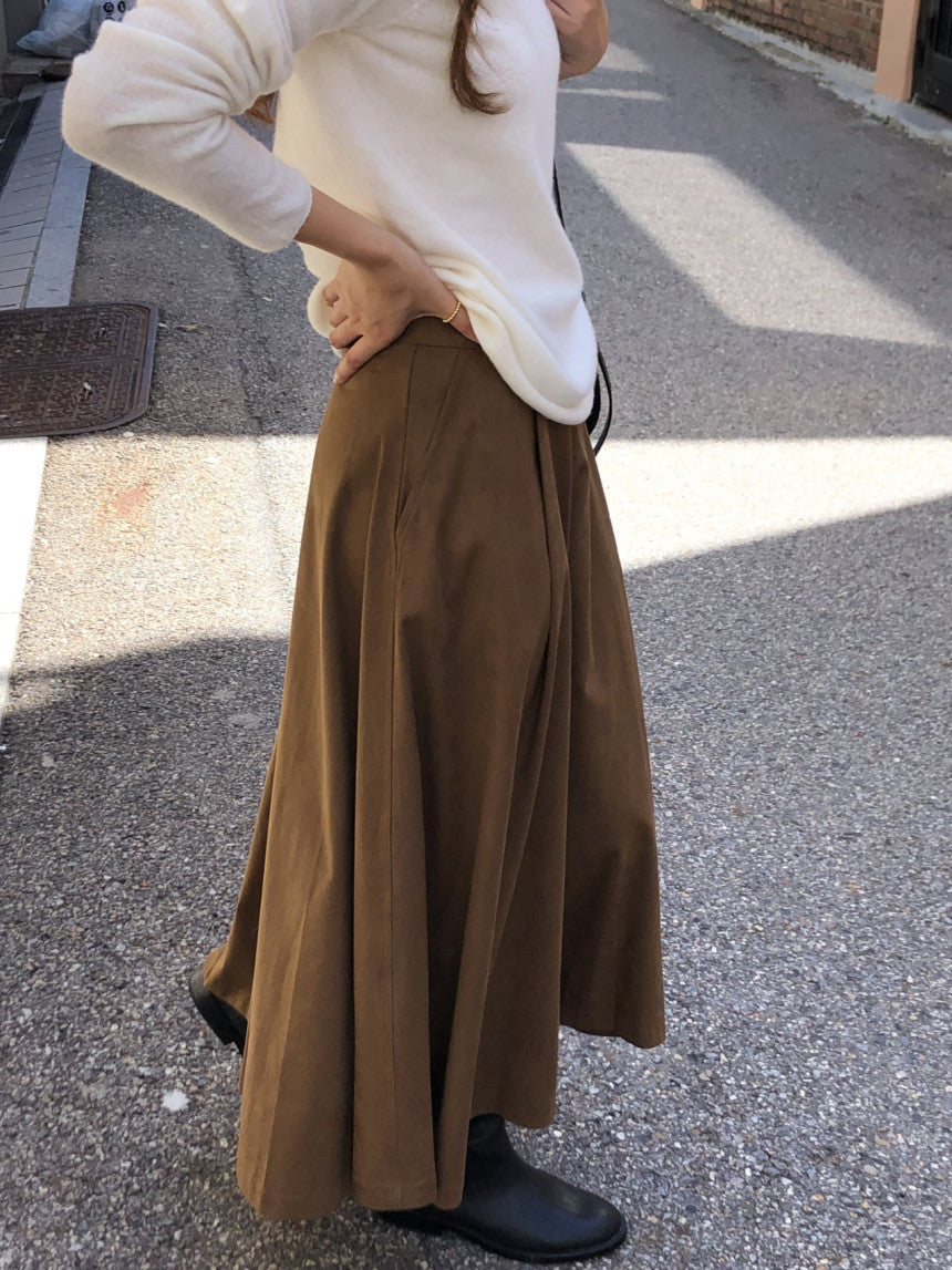 Rouelle suede flare skirt-2col