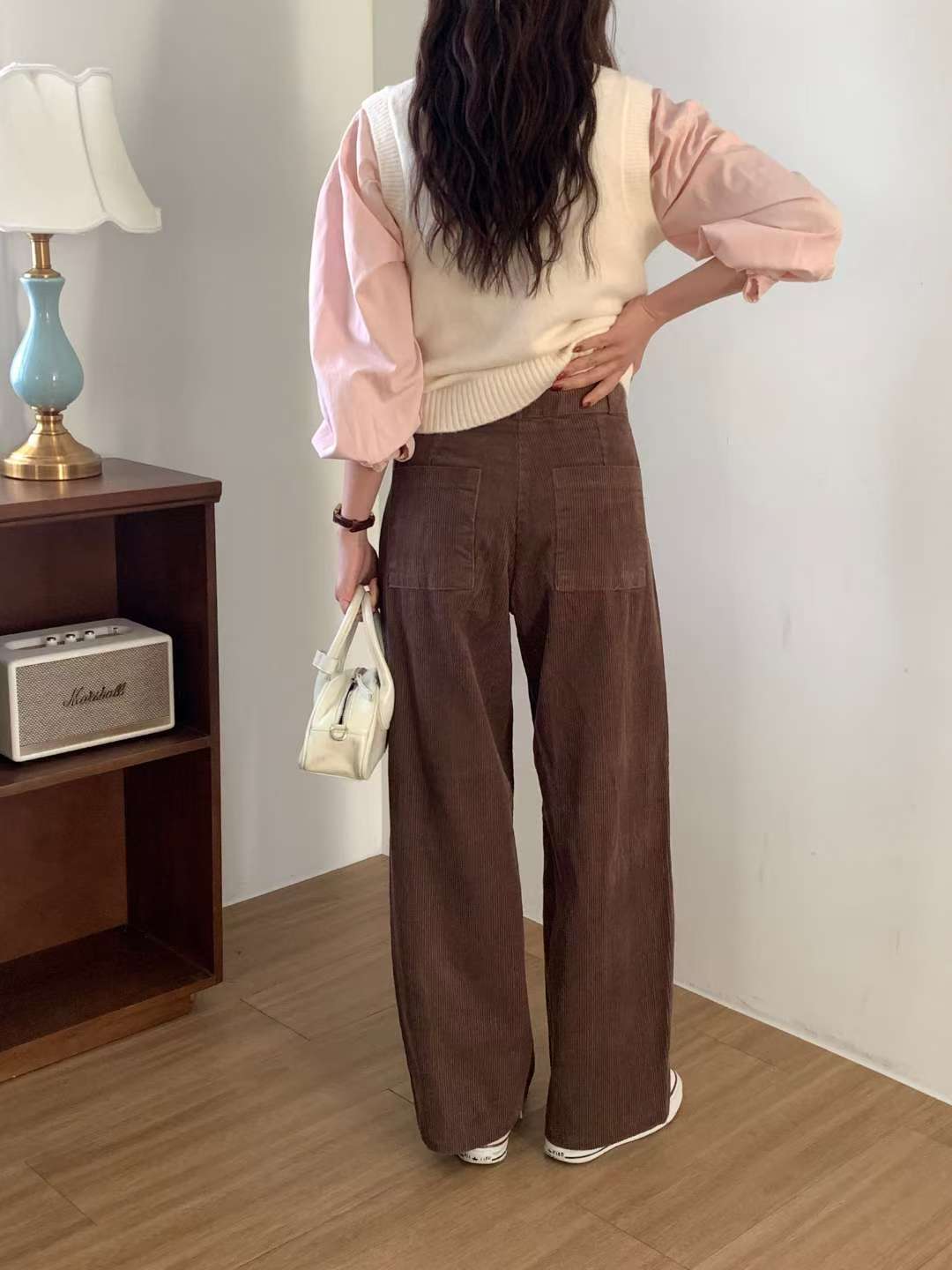 Corduroy curve pants-2col/ショート丈あり