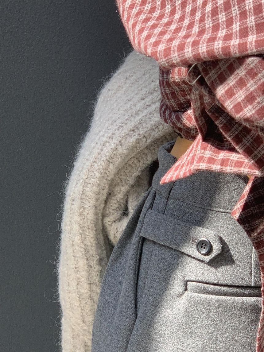 liter foe wool button shorts-2col