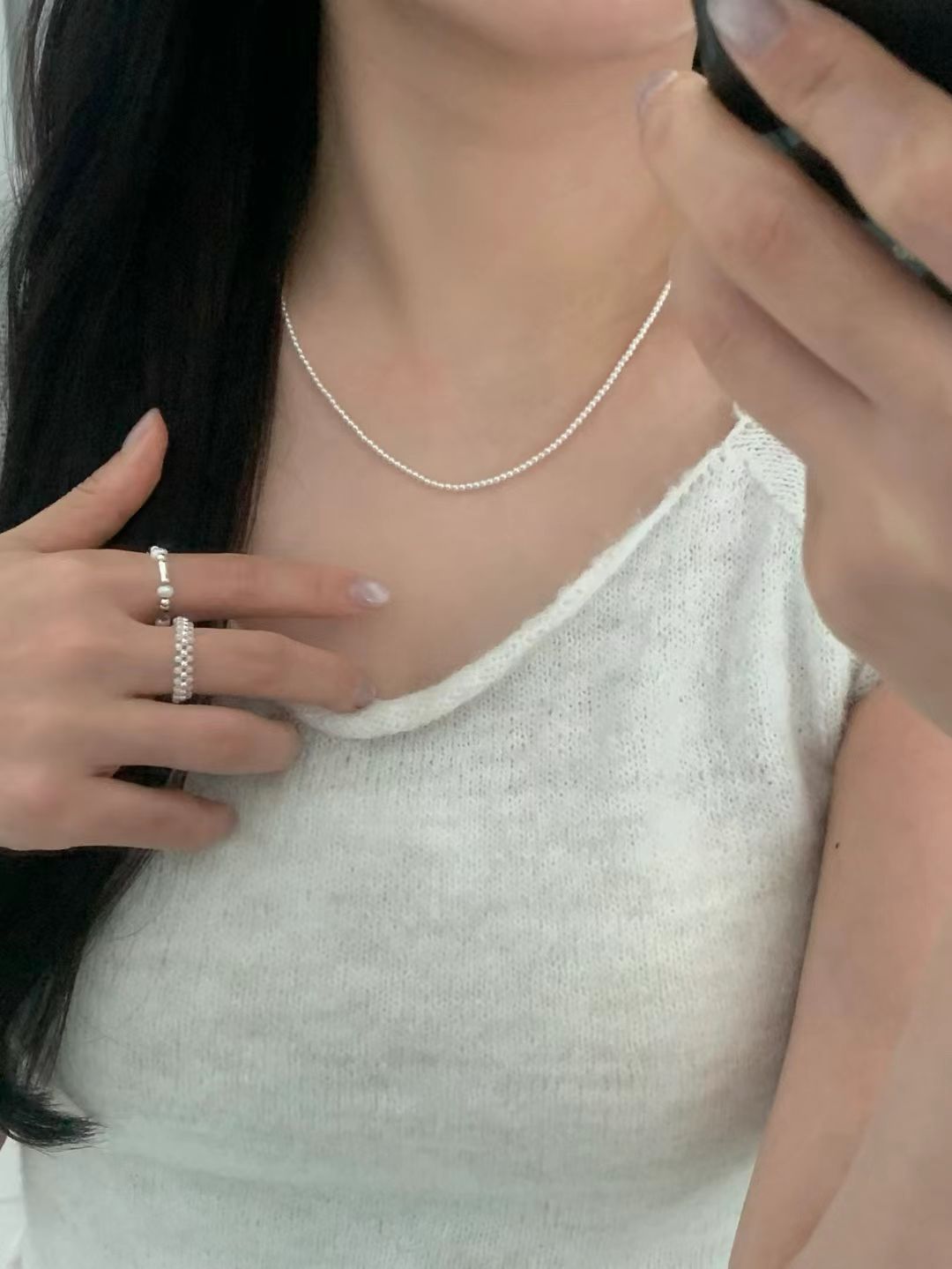 2mm glass pearl necklace