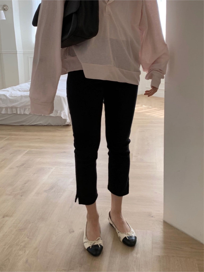 rib capri pants-2col