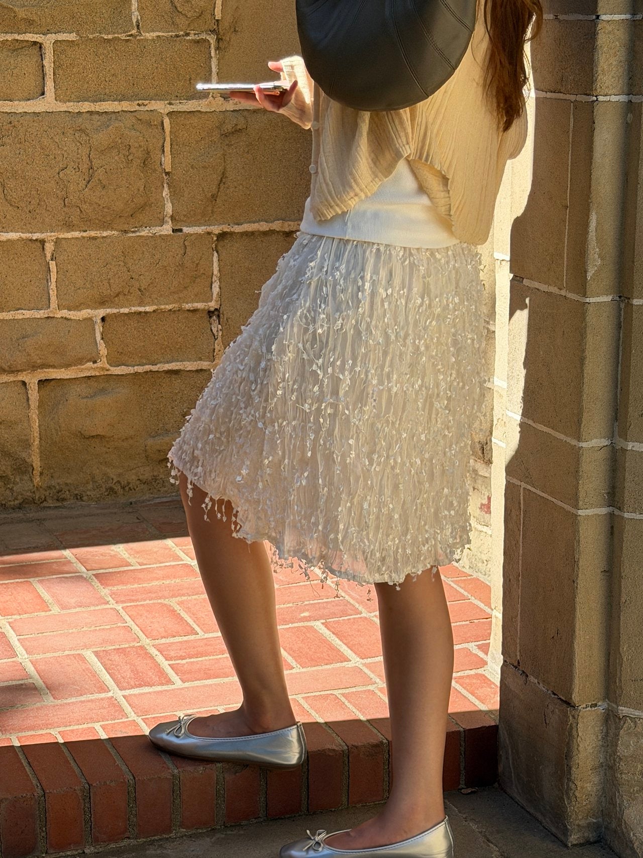 Ruel texture midi skirt