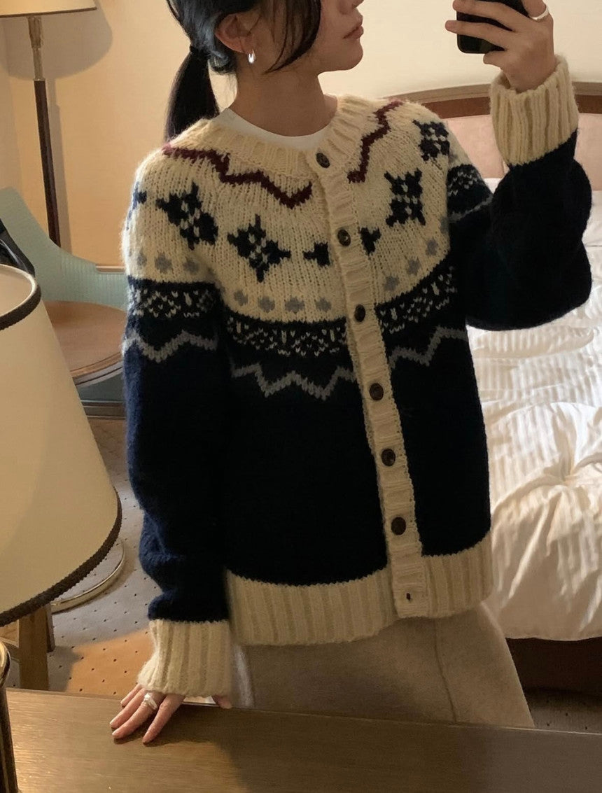 jacquard alpaca cardigan-2col