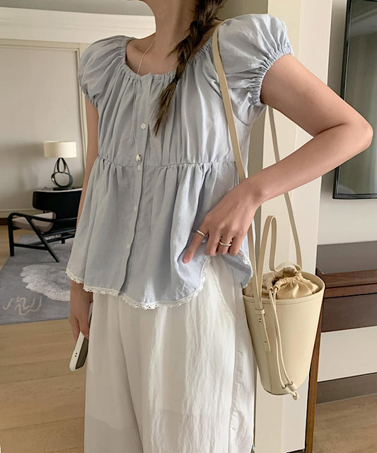 linen puff blouse-2col