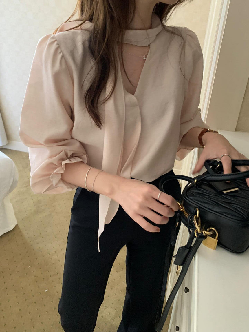 Ruter tie blouse-2col