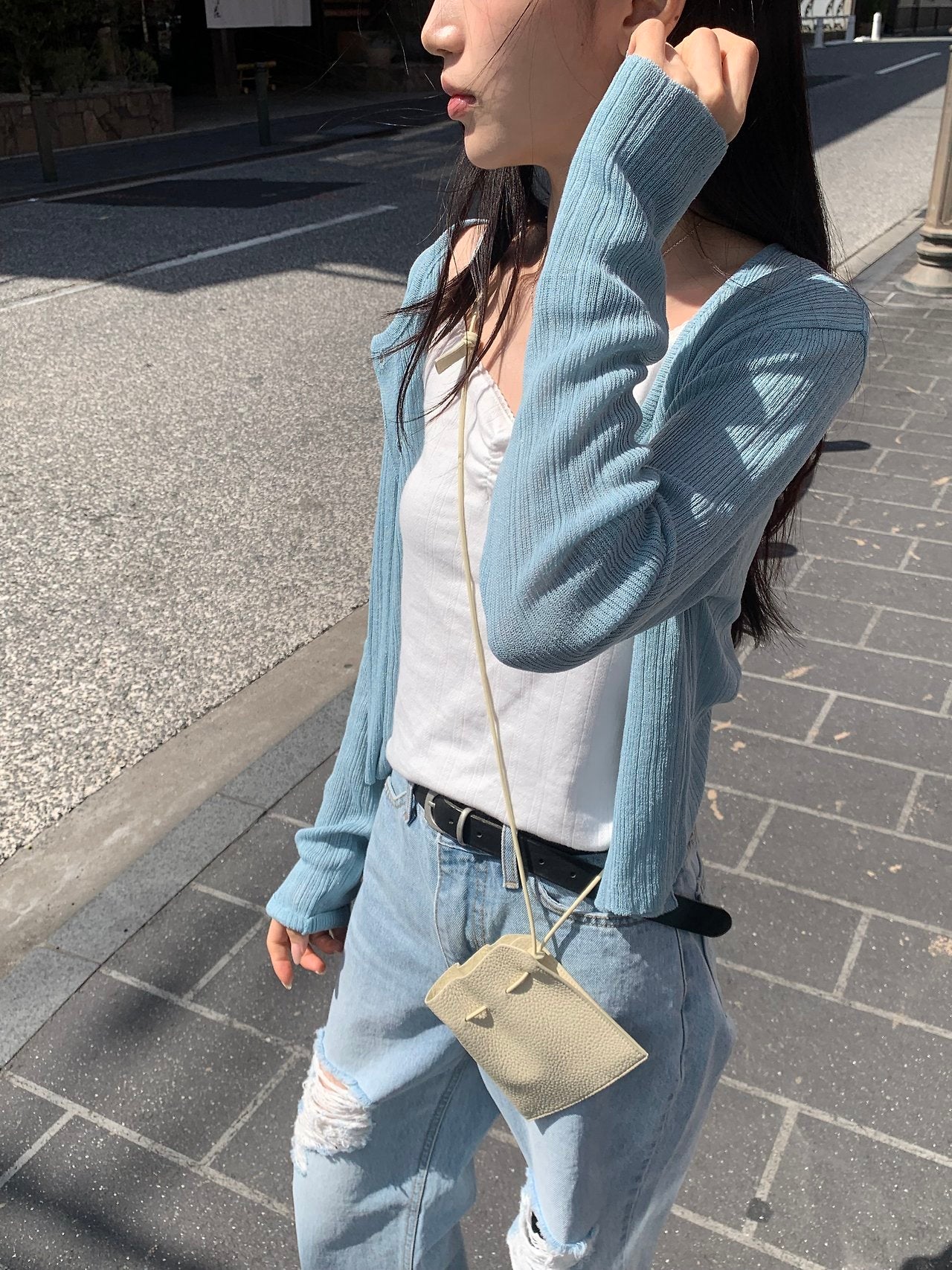 Flex ribbed round cardigan-3col