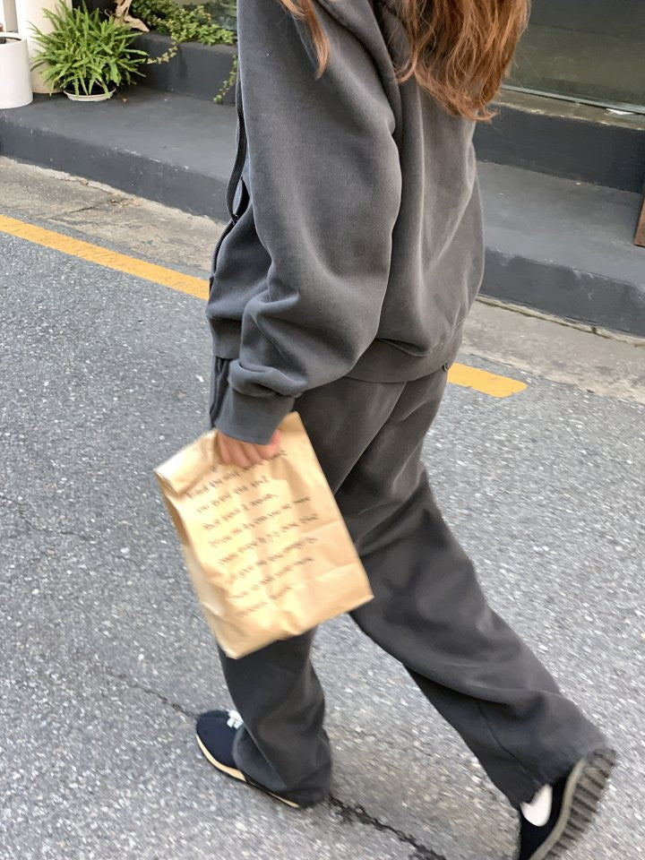 pigment fleece dying hood zip up&pants