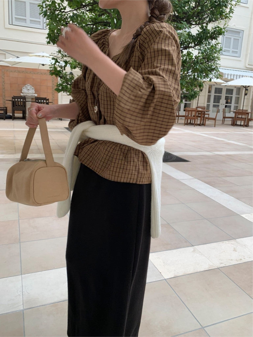 check balloon blouse-2col