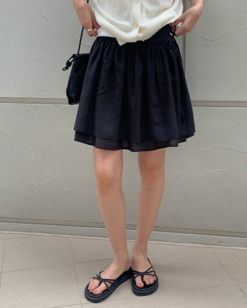 Sally layered tencel short skirt-2col
