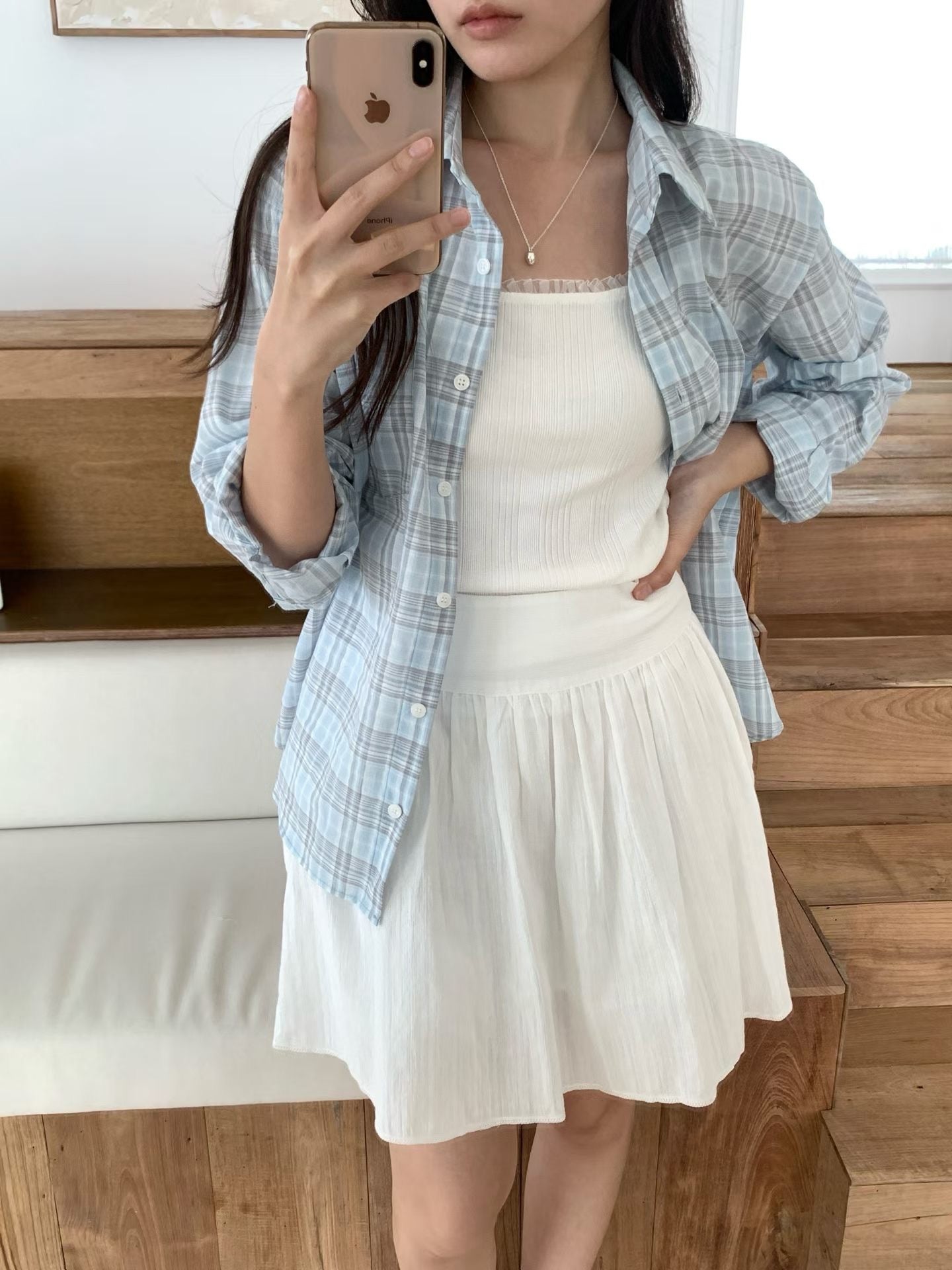 summer check shirt-2col