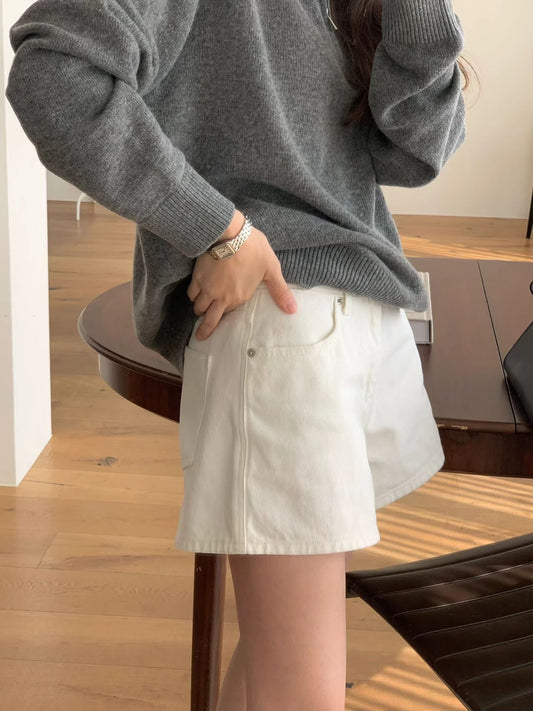 Ounce clean denim shorts-2col