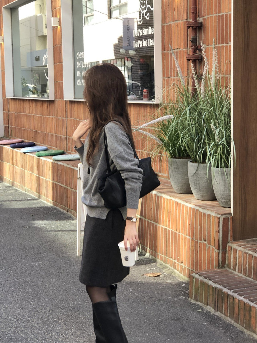 Luze wool midi skirt-2col