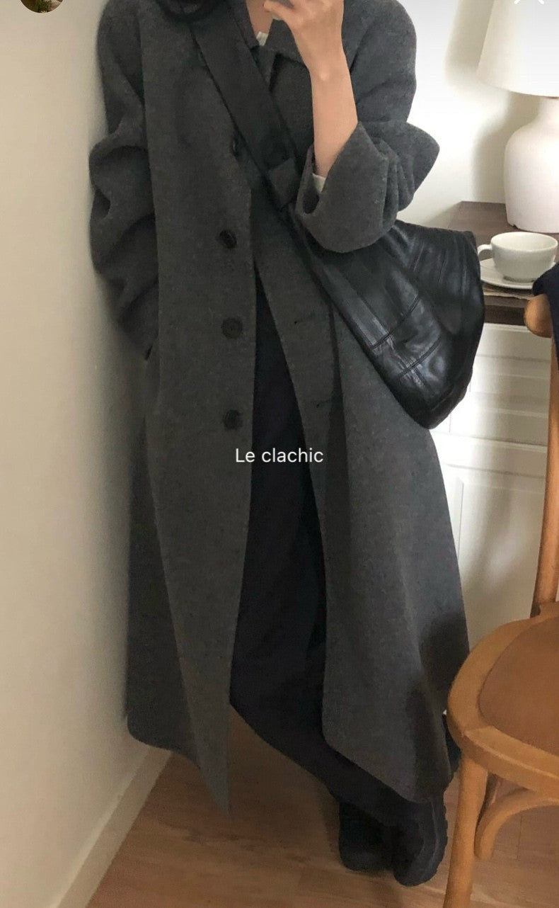 wool long handmade coat-2col