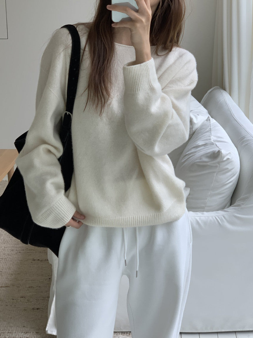 Elin cashmere wholega boat neck knit-4col