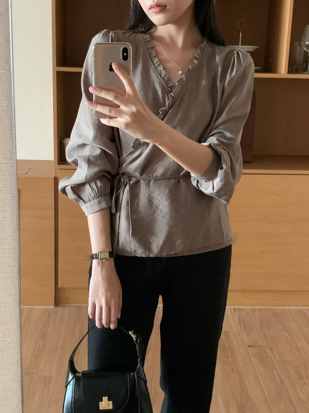 Rina wrap blouse-3col