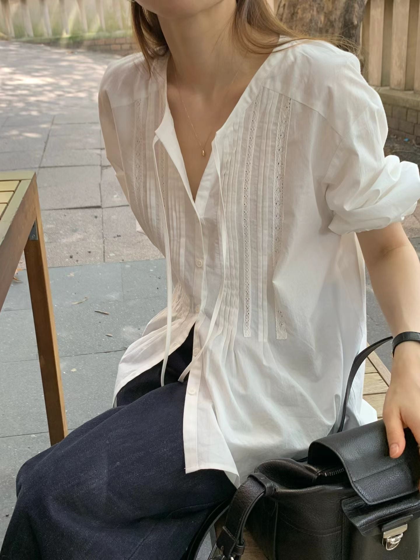 即納 Ounce kity pintuck blouse