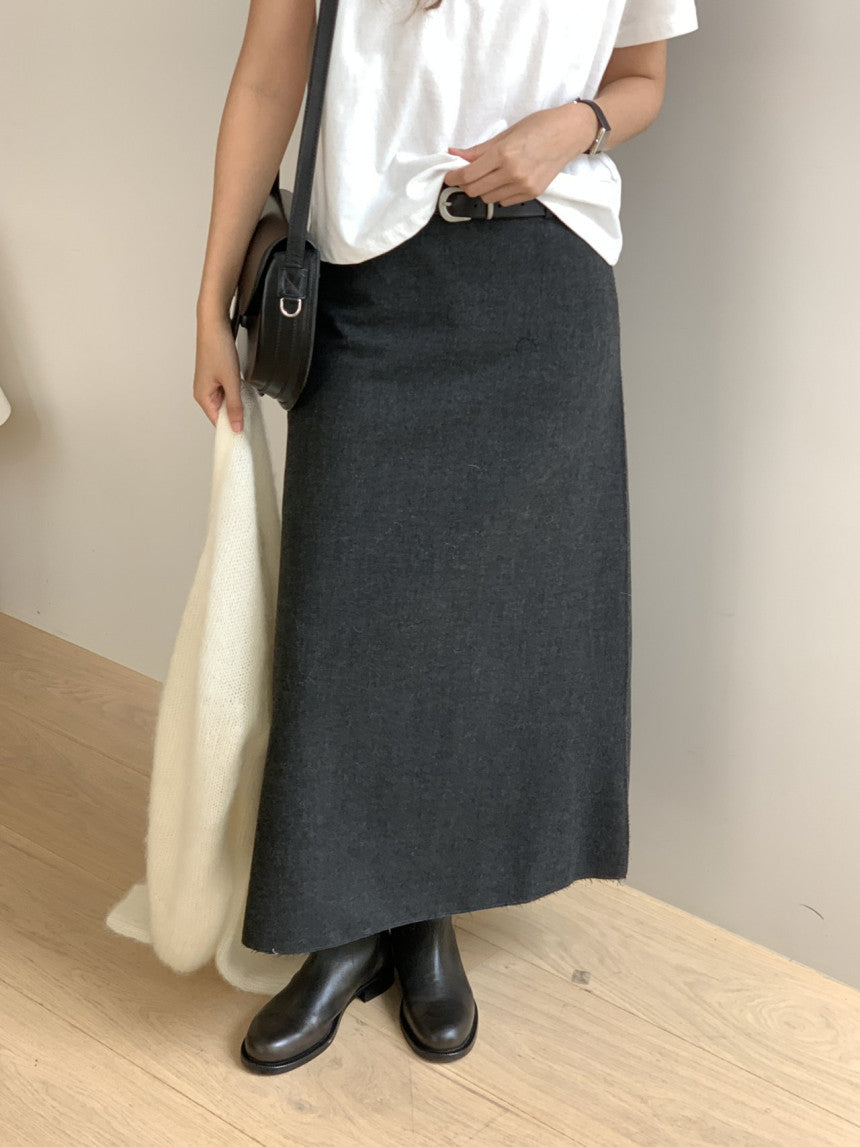 Mone wool flare skirt-2col