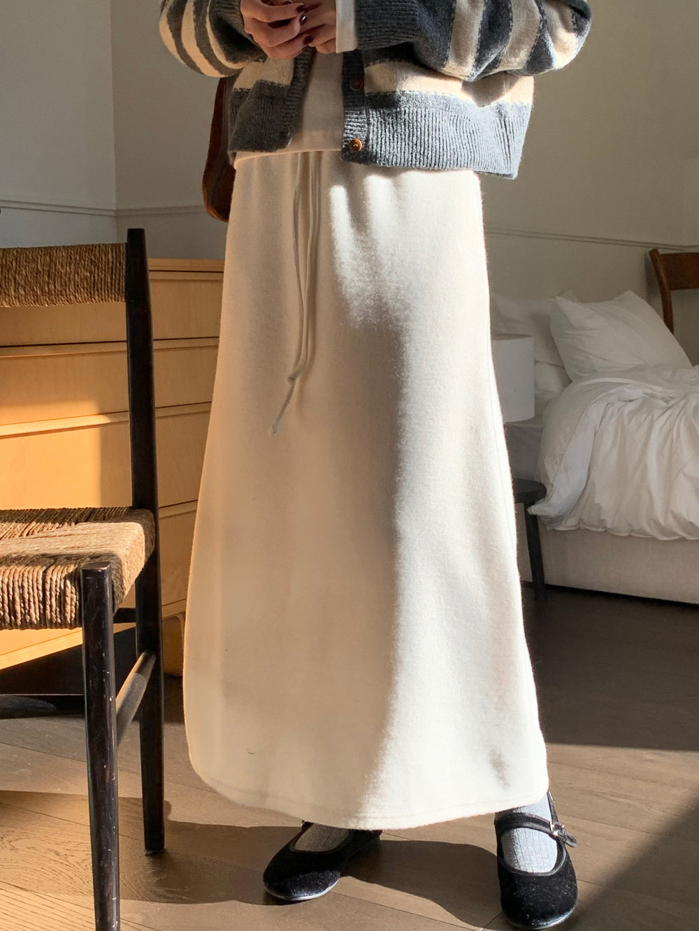 wool maxi skirt-3col