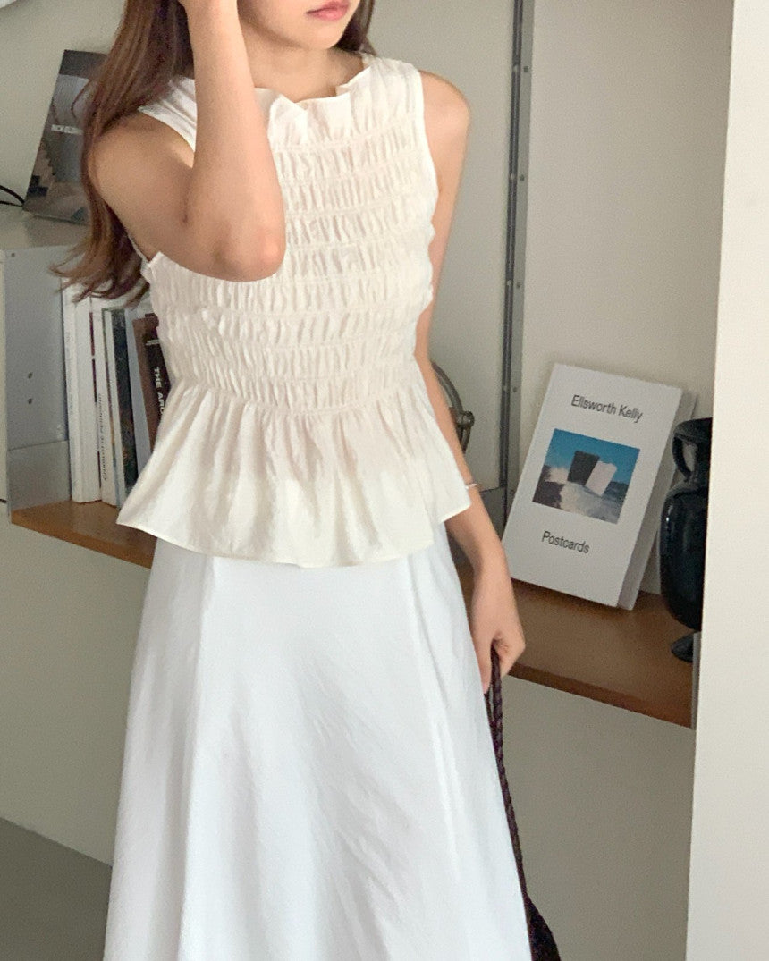 Melrose boat-neck smock blouse-3col