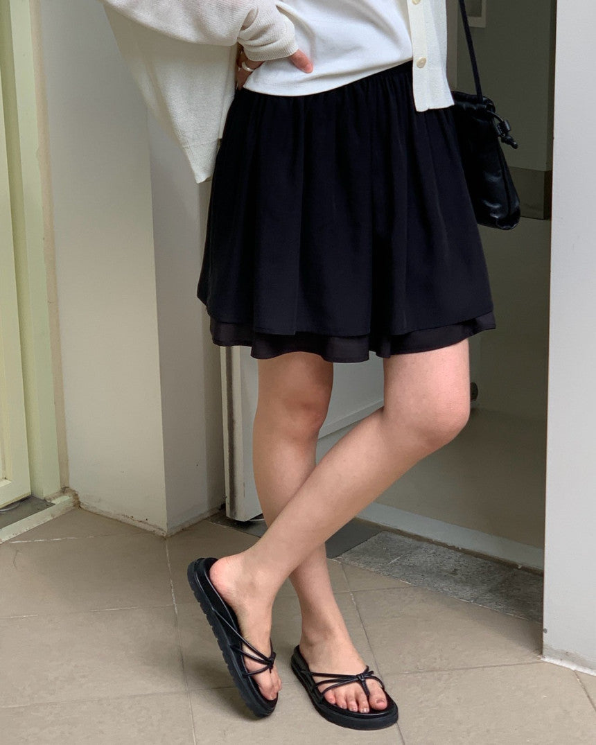 Sally layered tencel short skirt-2col