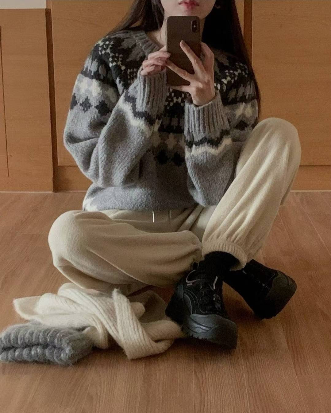 Flower punch knit-2col