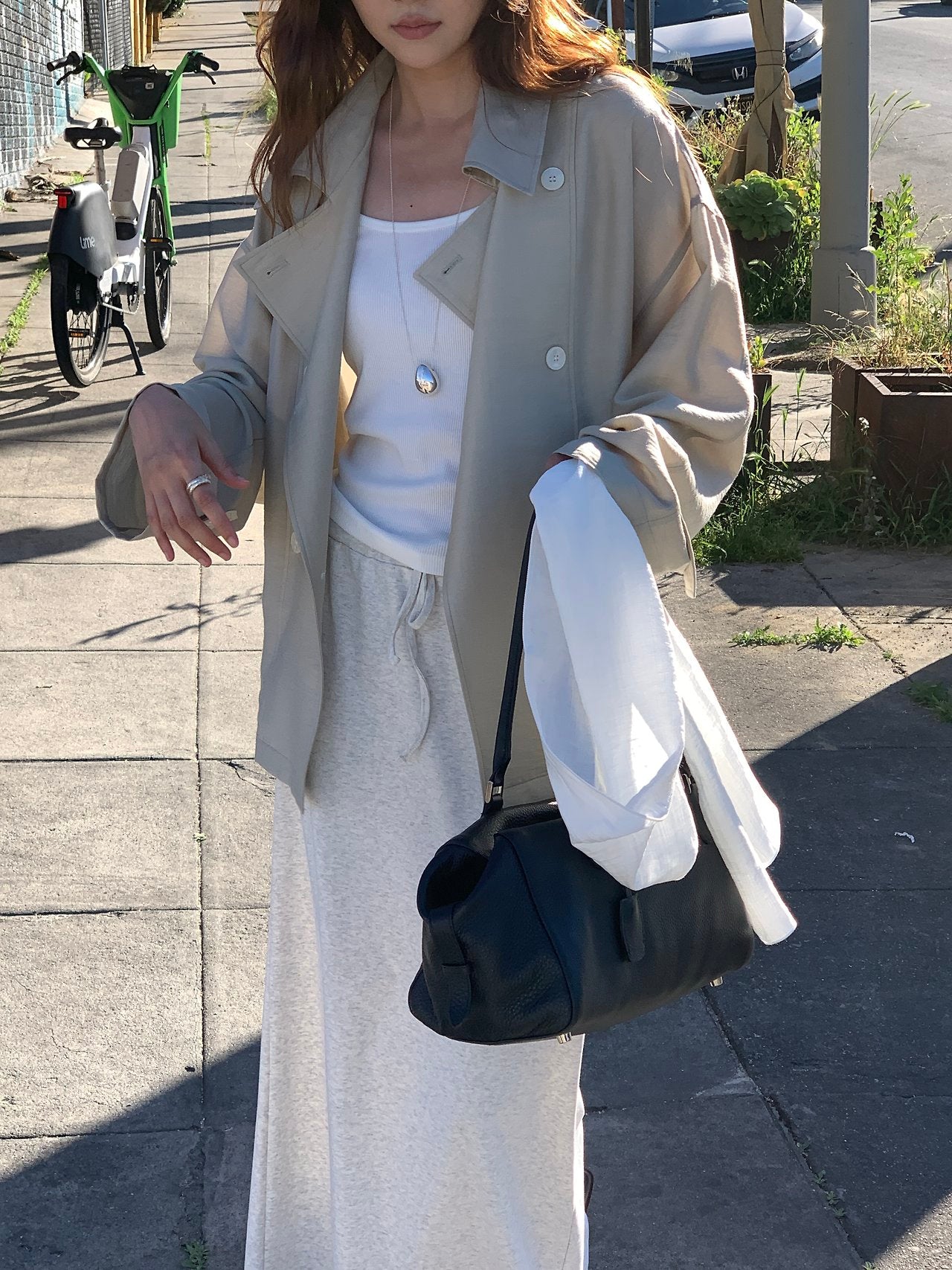 Michel soft short trench jacket-2col