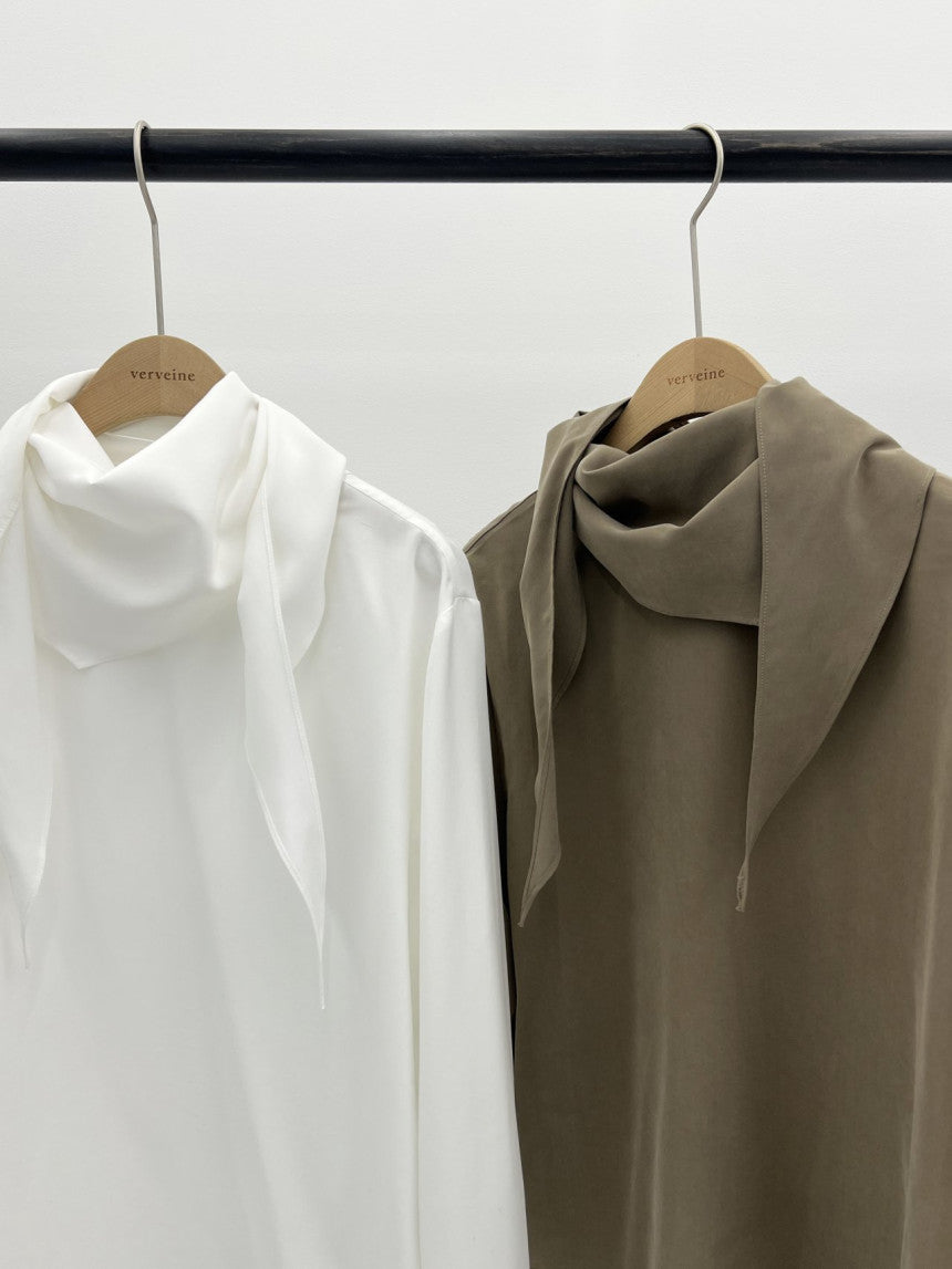Luna brushed tencel scarf blouse-2col