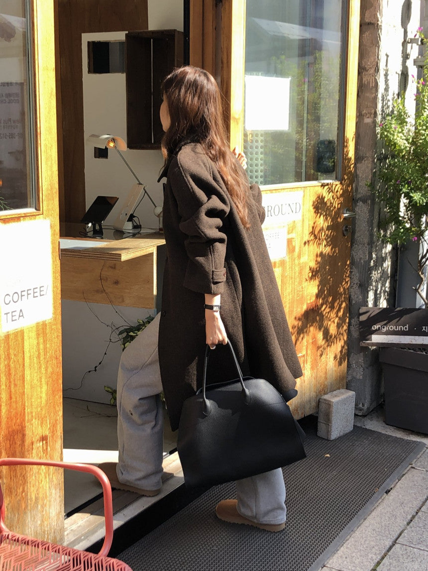 Luce wool twill melange coat-2col