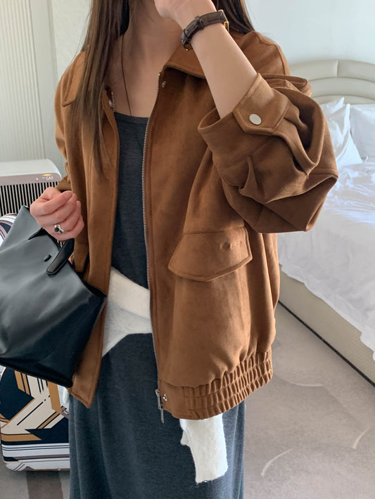 High suede jacket-2col