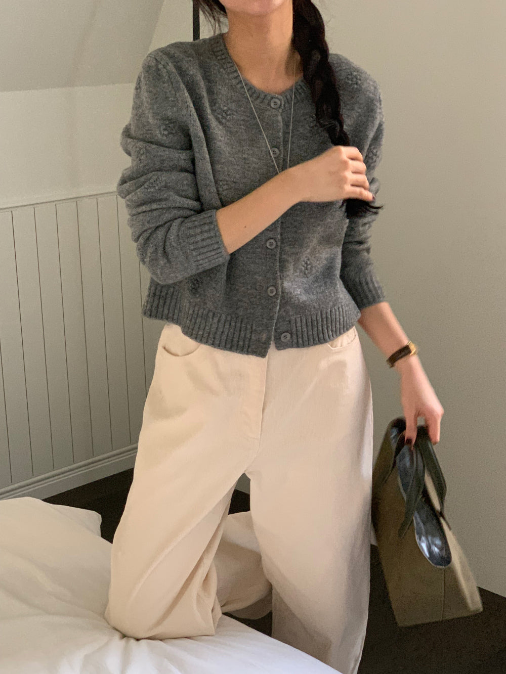 Bubble flower cardigan-2col