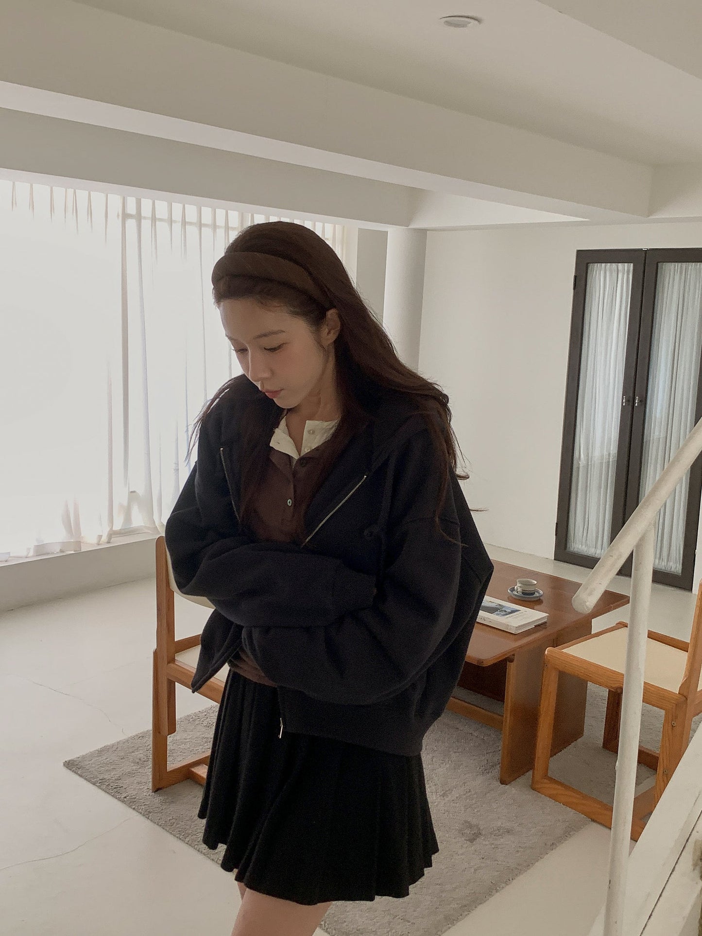 Essential gimo hood zip-up&pants&skirt-3col