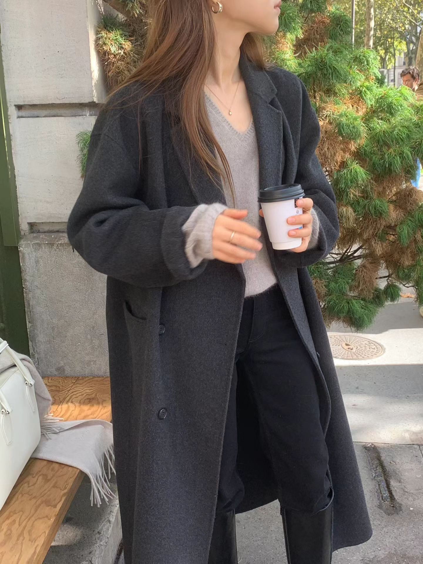 Ounce cashmere double over coat-2col