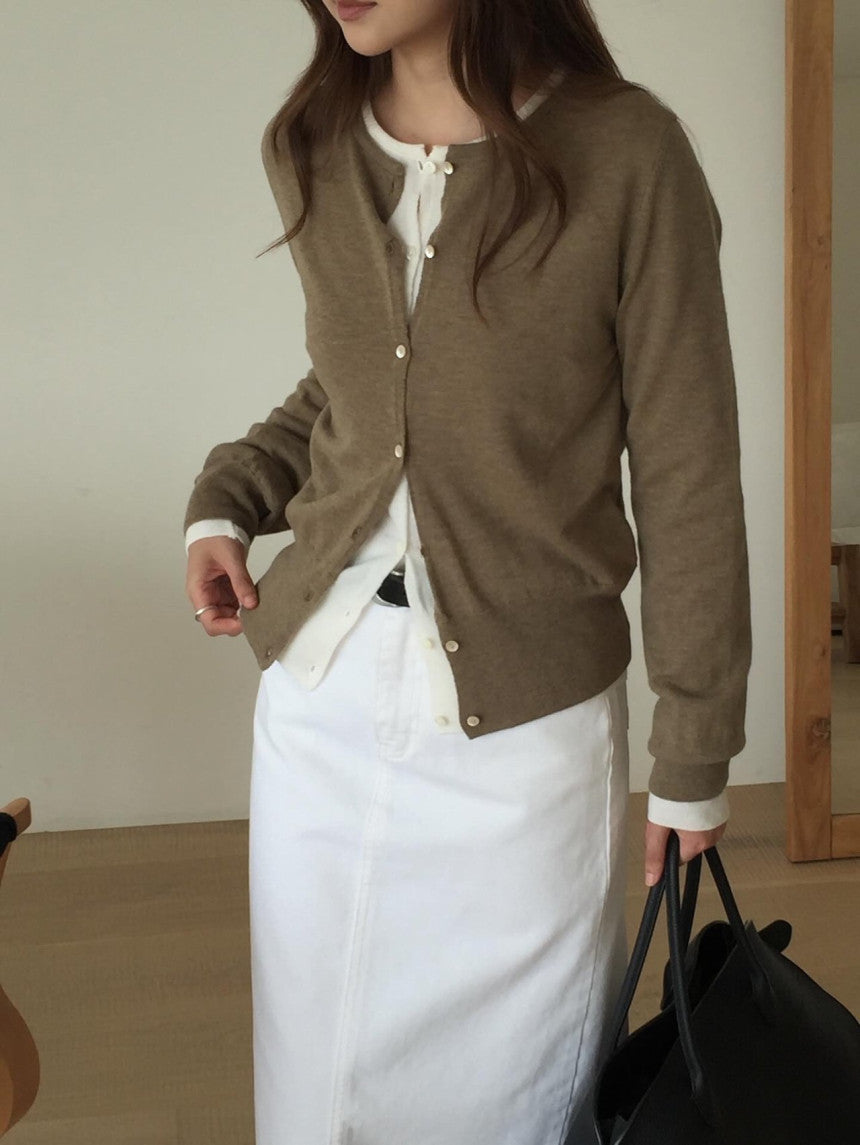 Ollive merino woo cardigan-3col