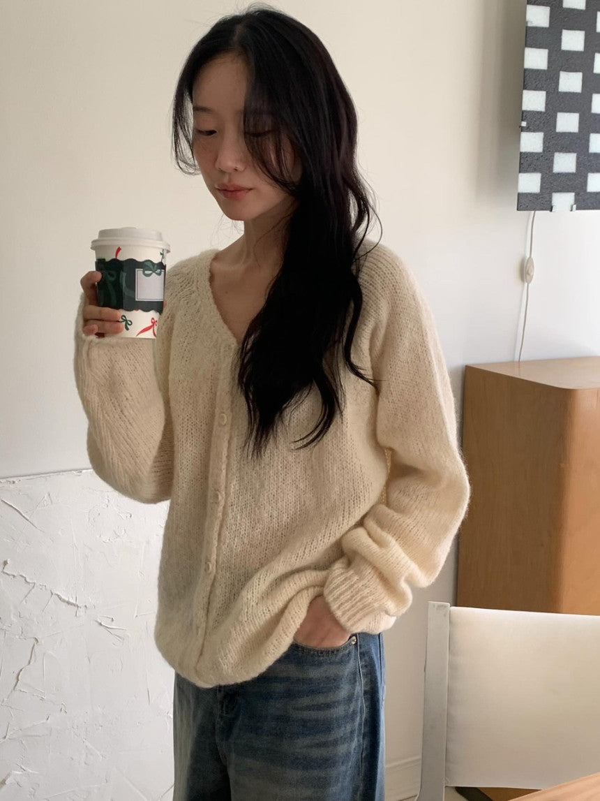 Pony wool 2way v-knit cardigan-3col