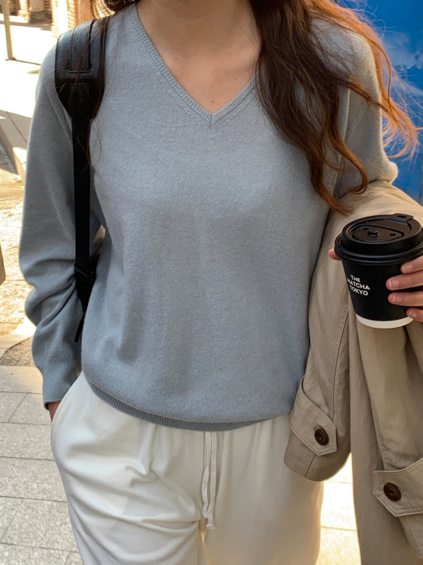 Adele wholegar cash v-neck knit-5col