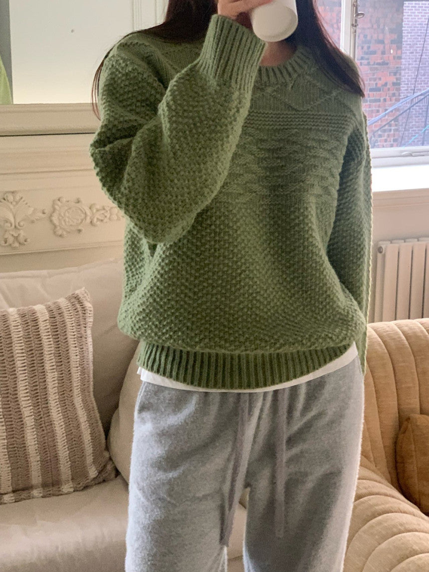 Brick wool cable knit-3col