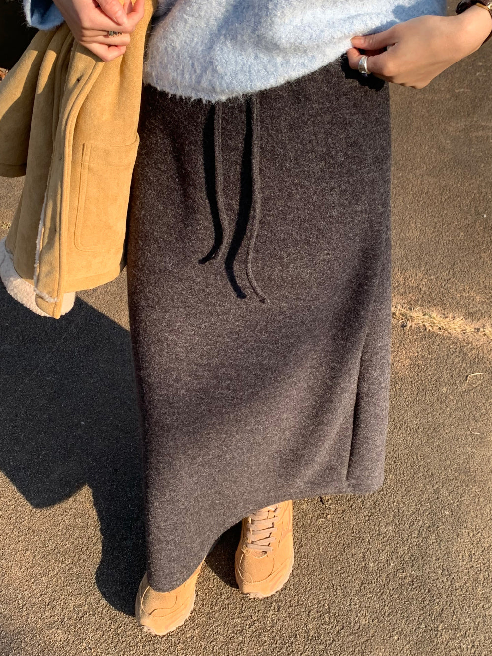 wool maxi skirt-3col