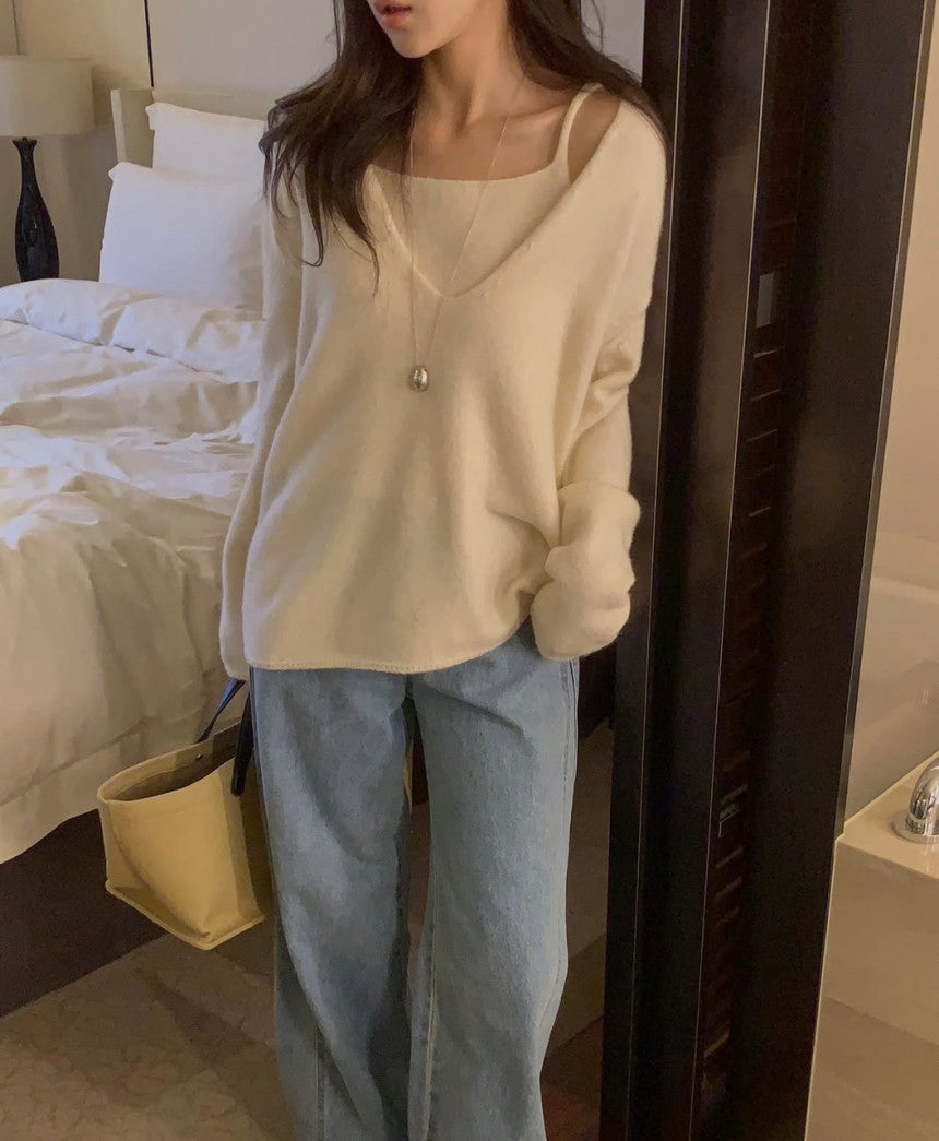 Toni wool sleeveless&v-knit-4col